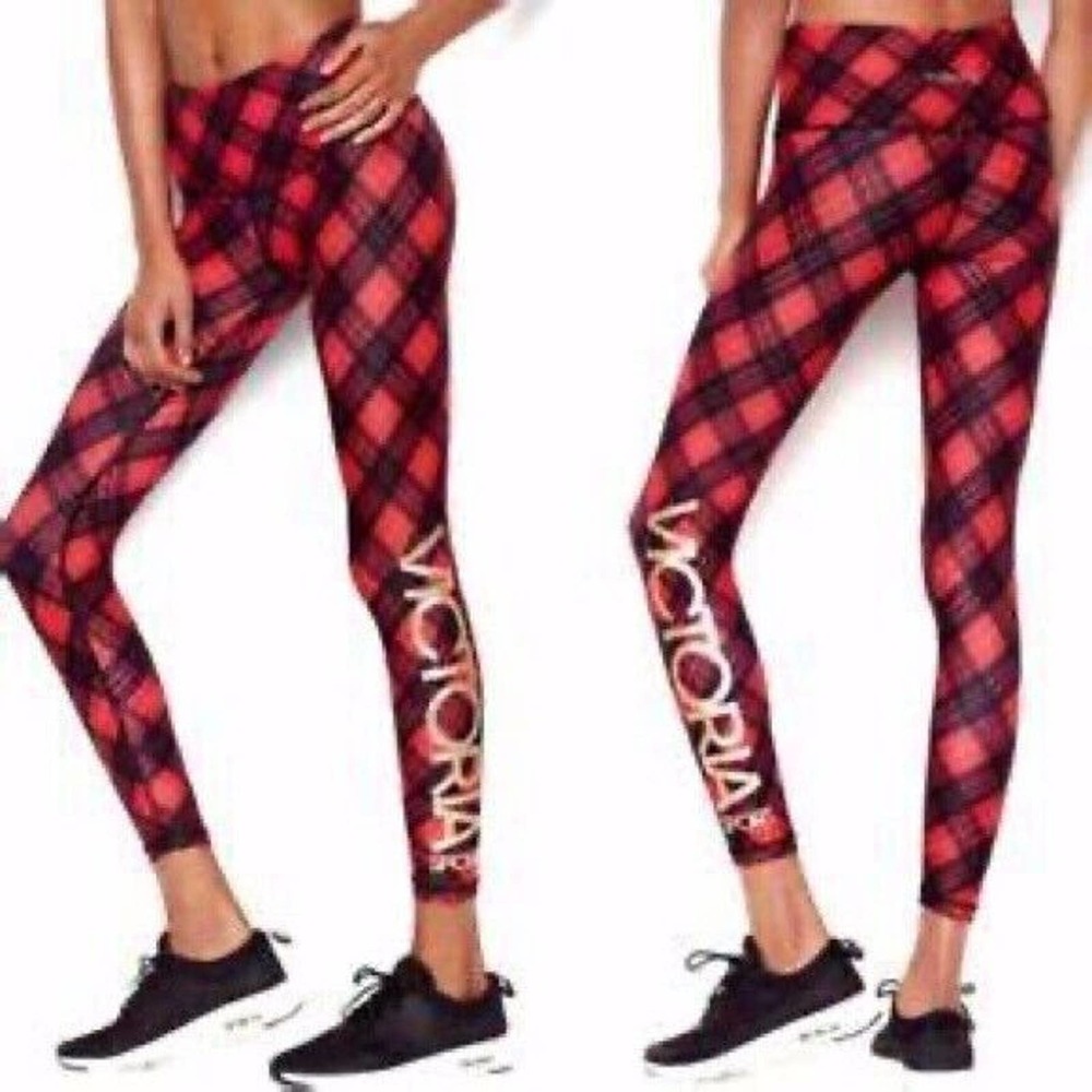 Victorias Secret Sport Plaid Knockout Leggings Spellout M Limited High waisted